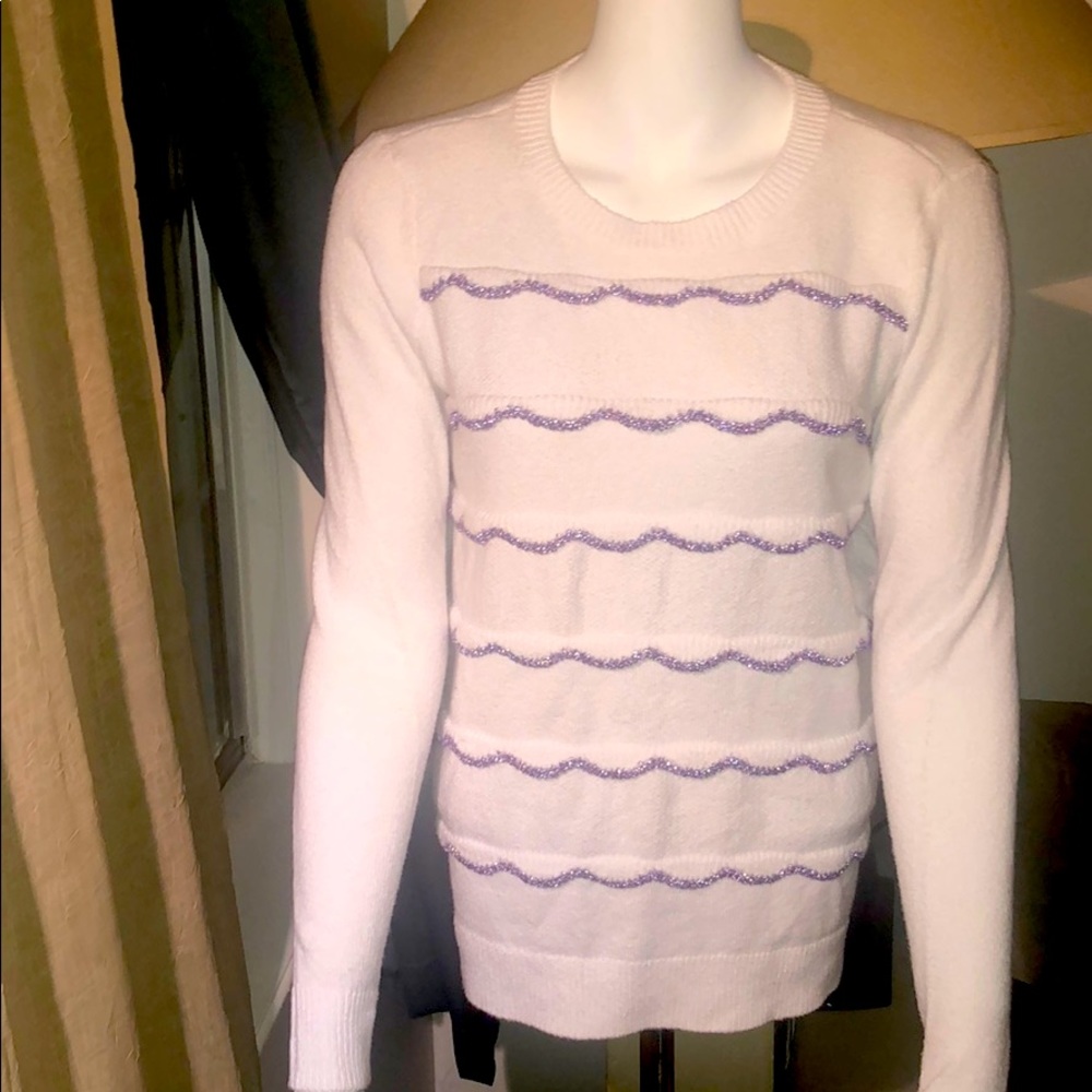 🏷Elle Modern White & Purple Sweater - Size XS